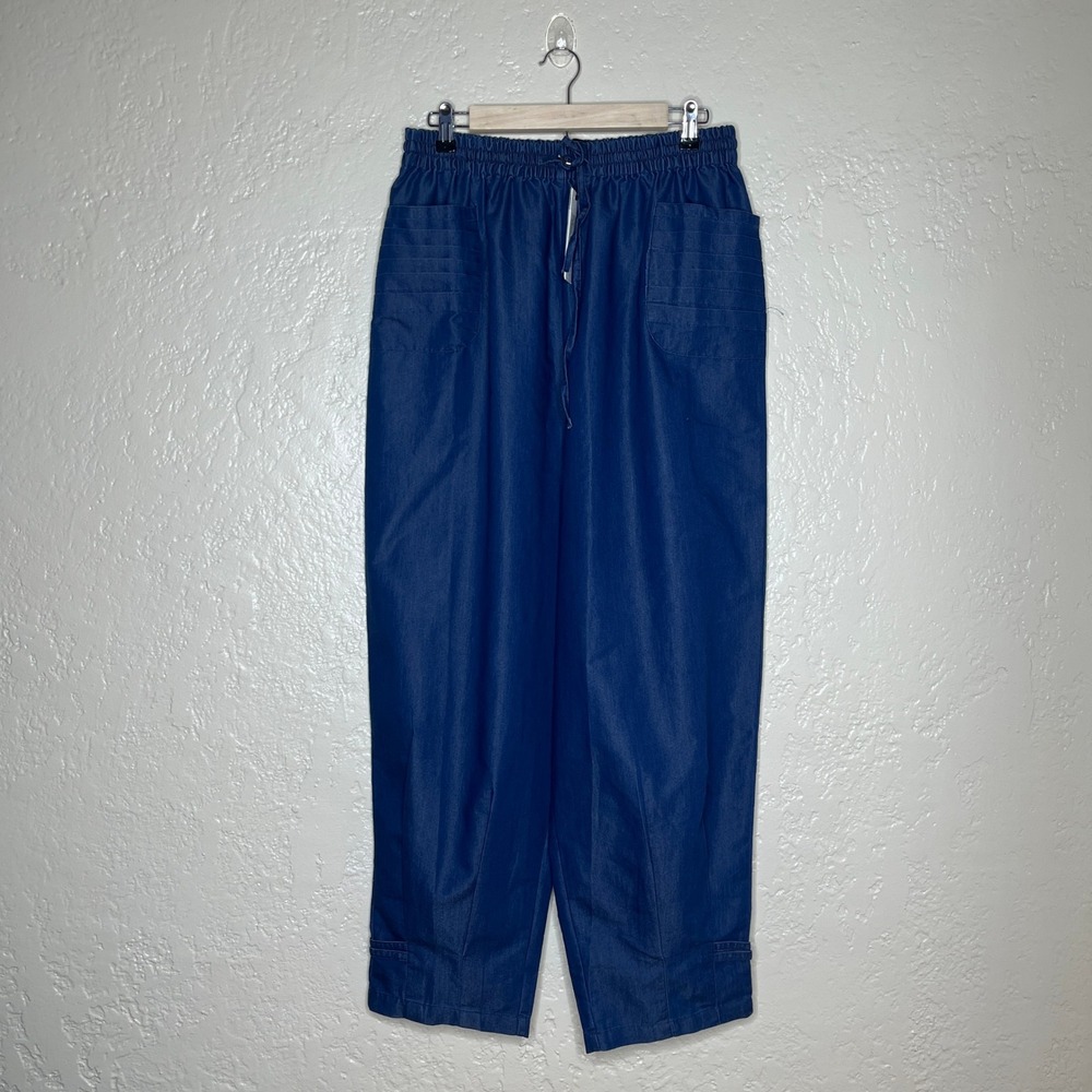 Step In Style Denim Pant Pleated Pocket Blue Elastic Waist One Size AA23-643DPS